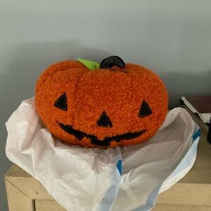 Storehouse Orange Sherpa Pumpkin Jack ‘O Lantern Pillow